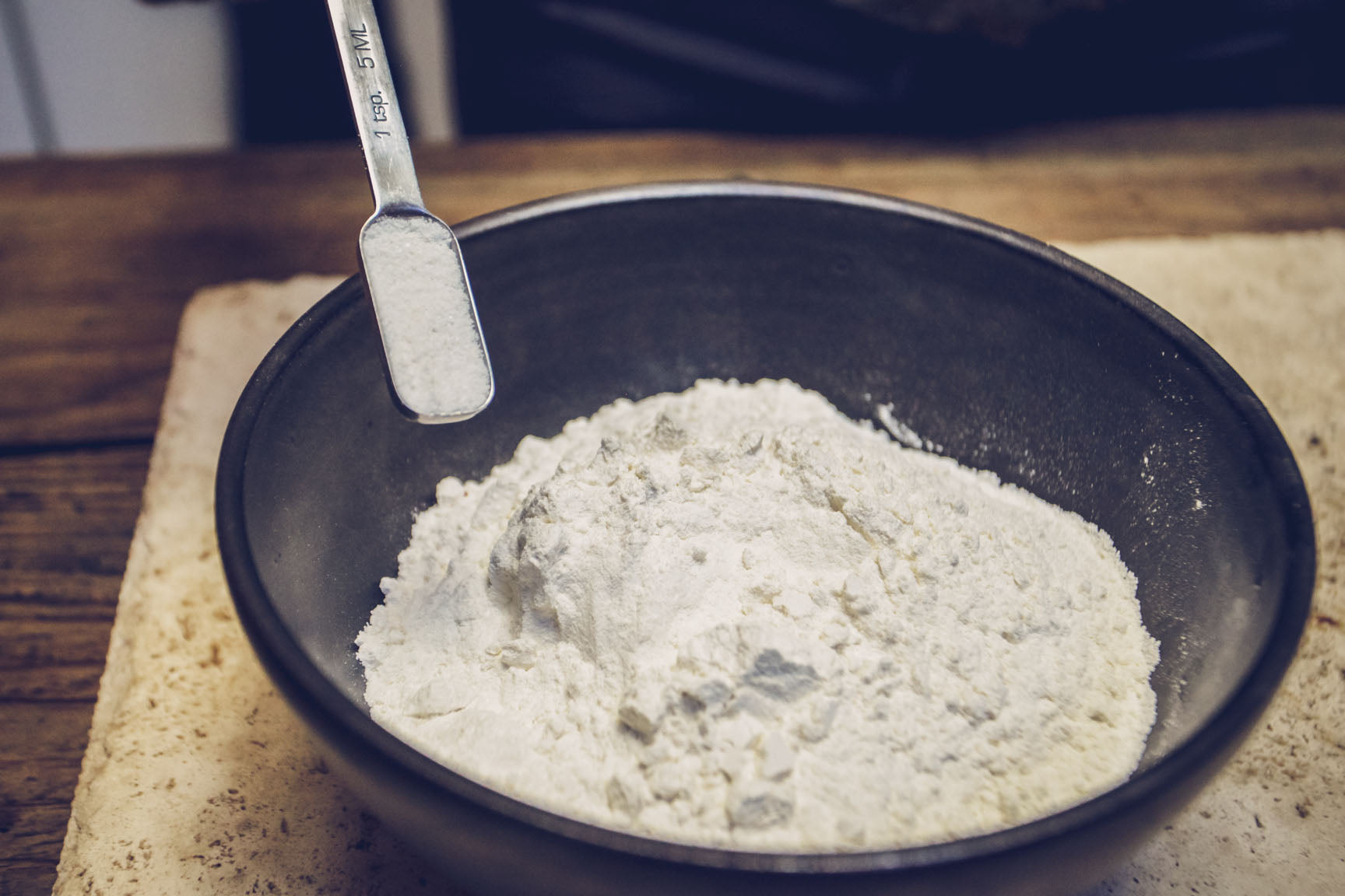 add flour to bowl