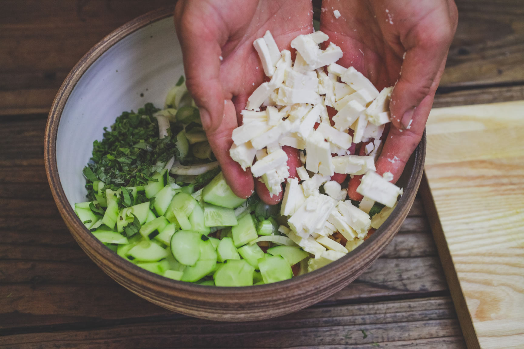 cubed feta