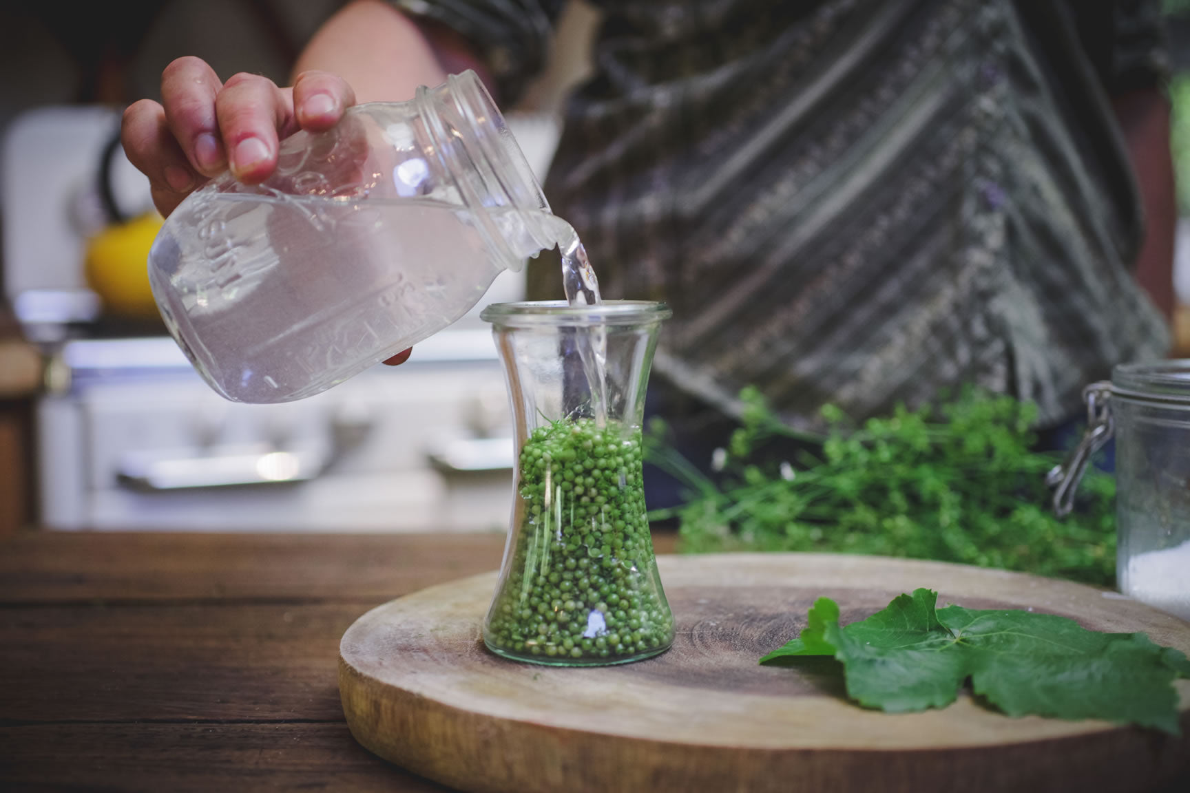 pour brine over seeds