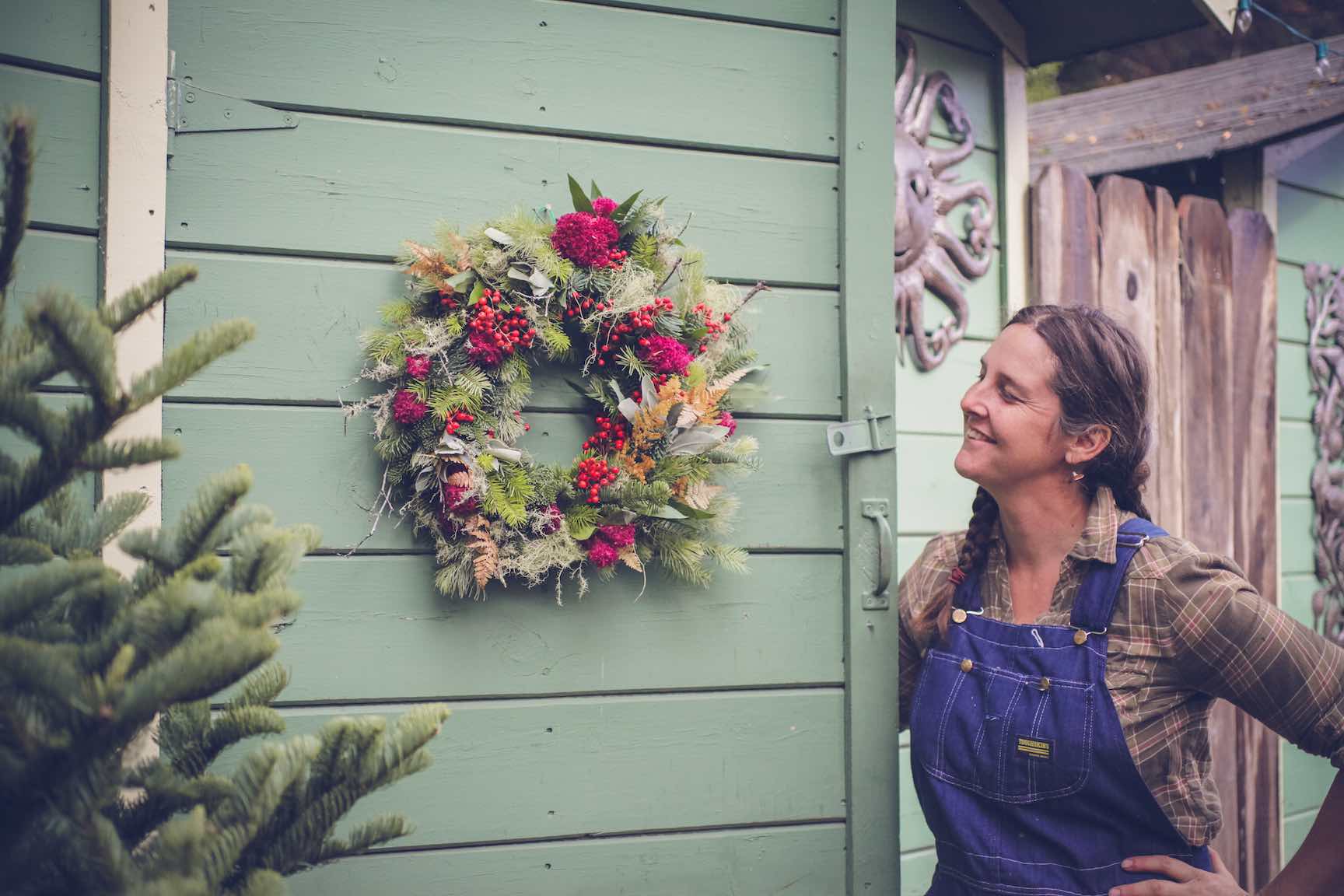 homemade wreath making from found materials