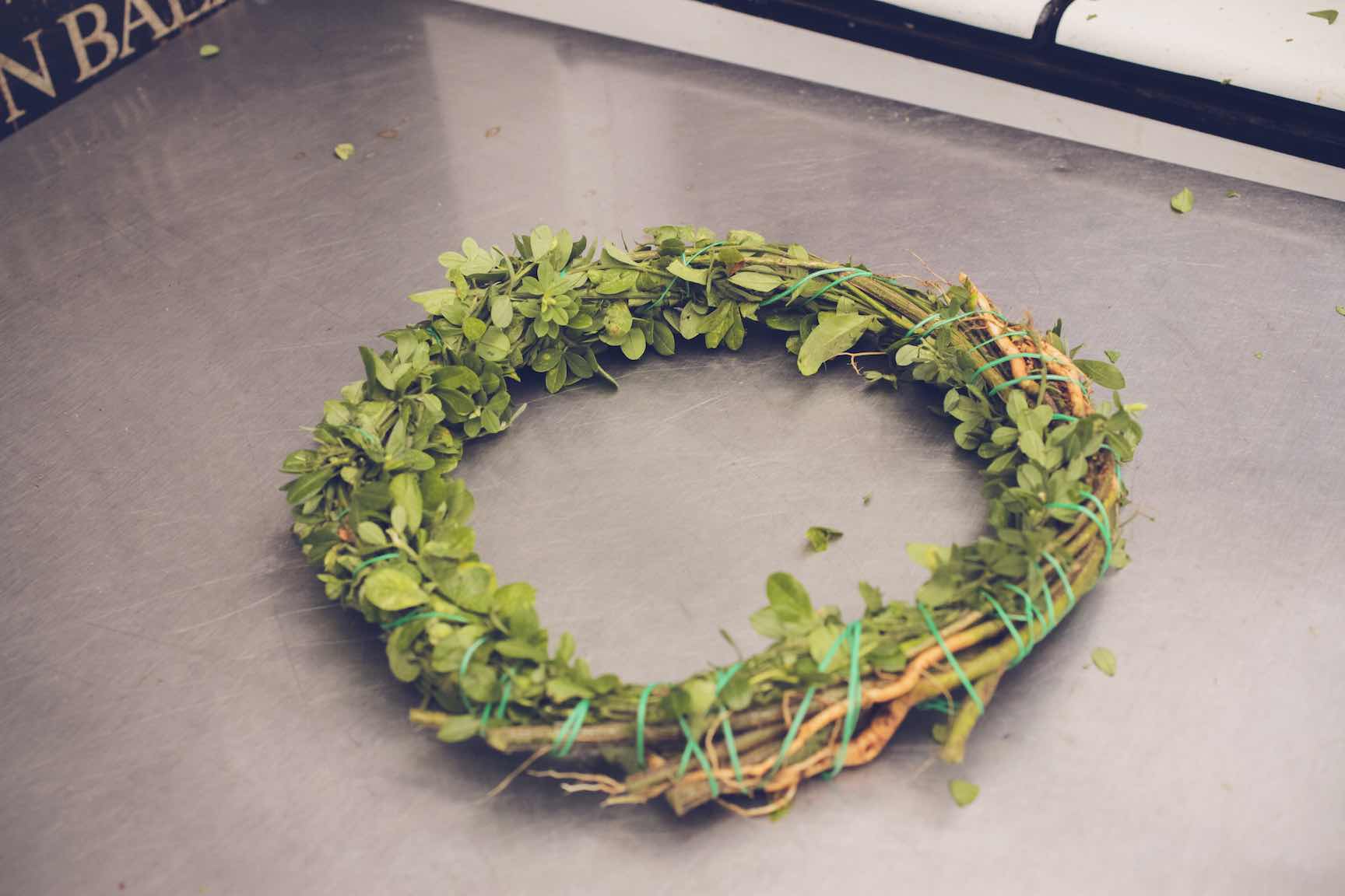 homemade wreath making from found materials