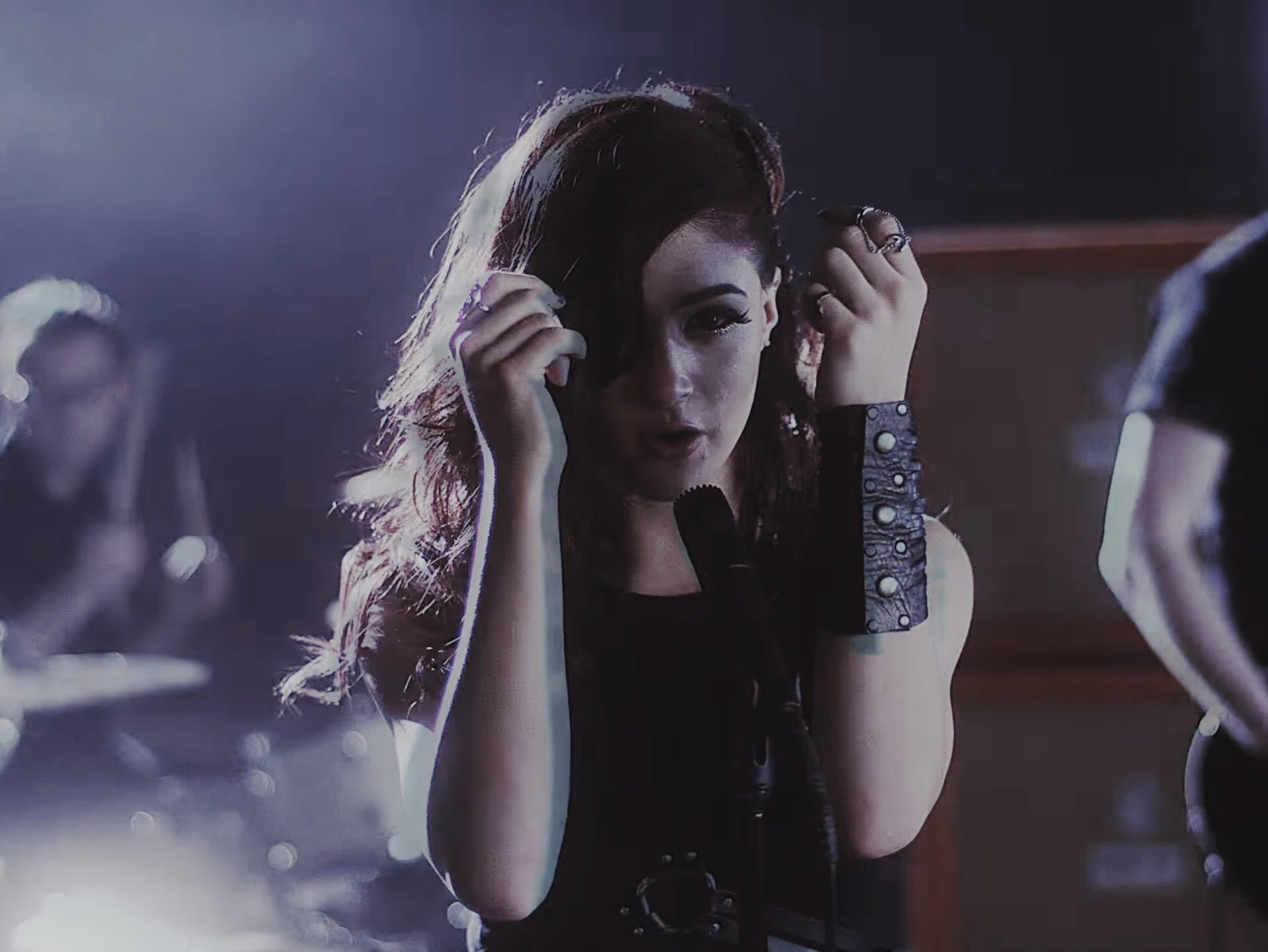 Chrissy Costanza of Against the Current wears JAKIMAC D-Ring Harness, Kingly Crown, and Warrior Cuff in "Talk" Music Video