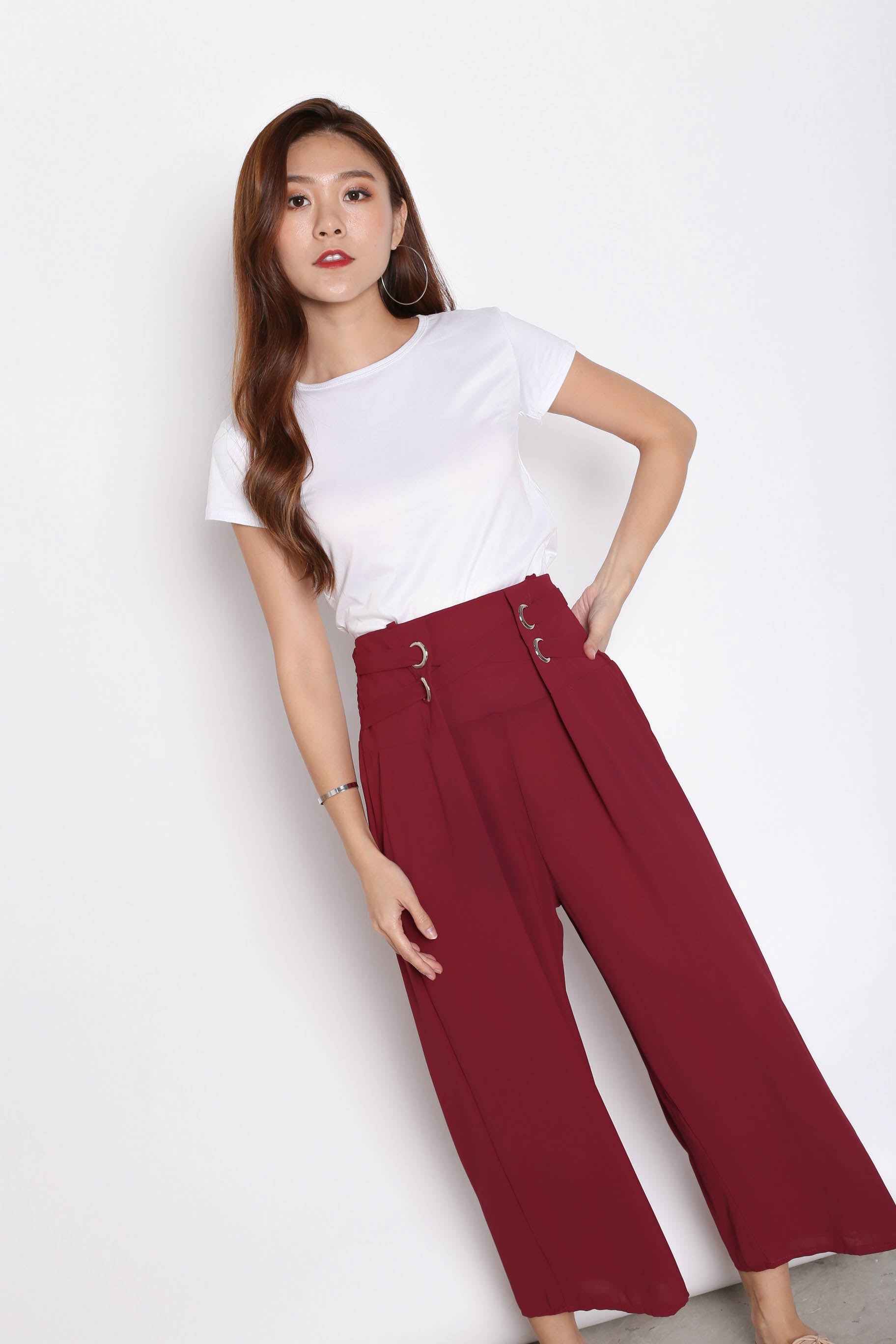 MERLY DUNGAREE JUMPERUIT SET IN BURGUNDY