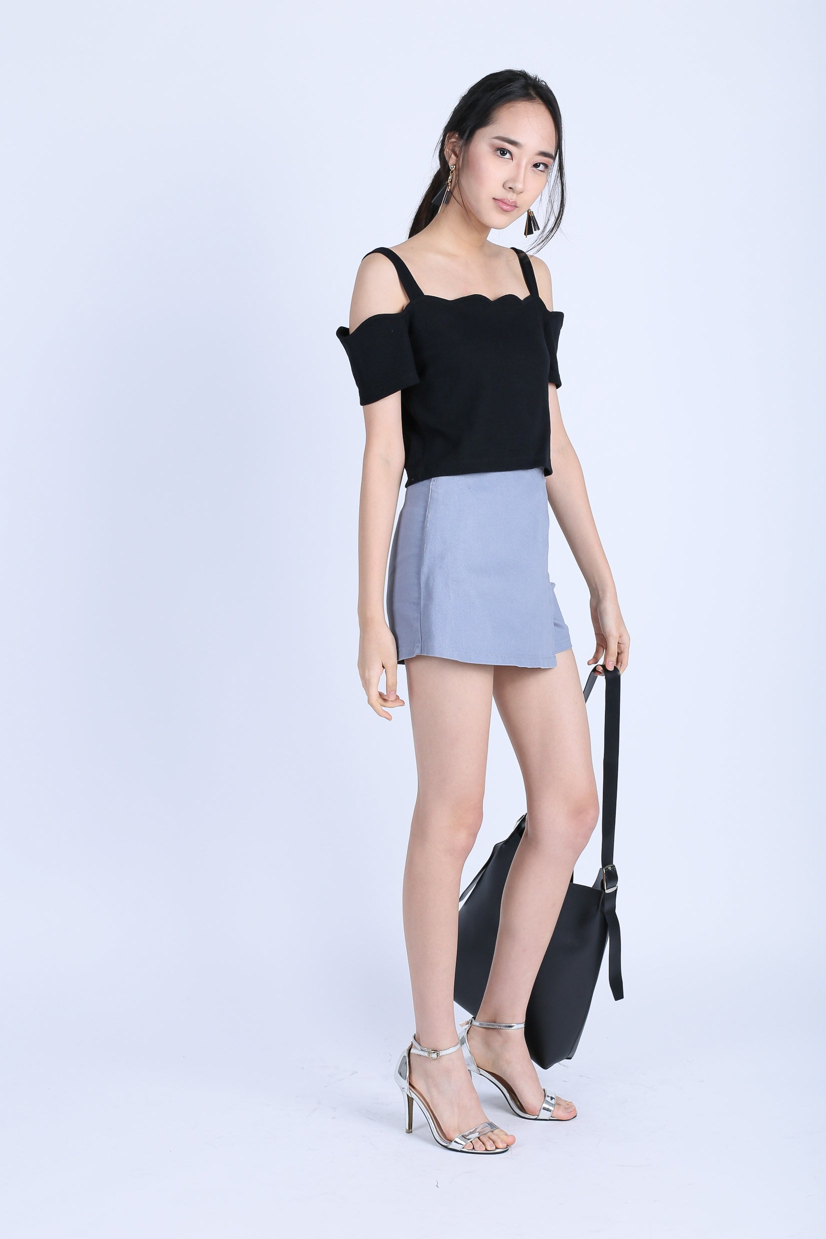 EMMA OVERLAP SKORTS IN GREYISH BLUE