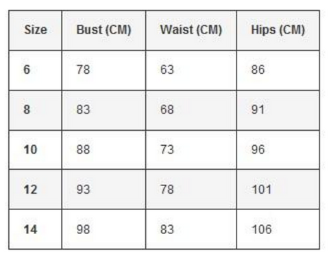 Two Sisters Size Guide