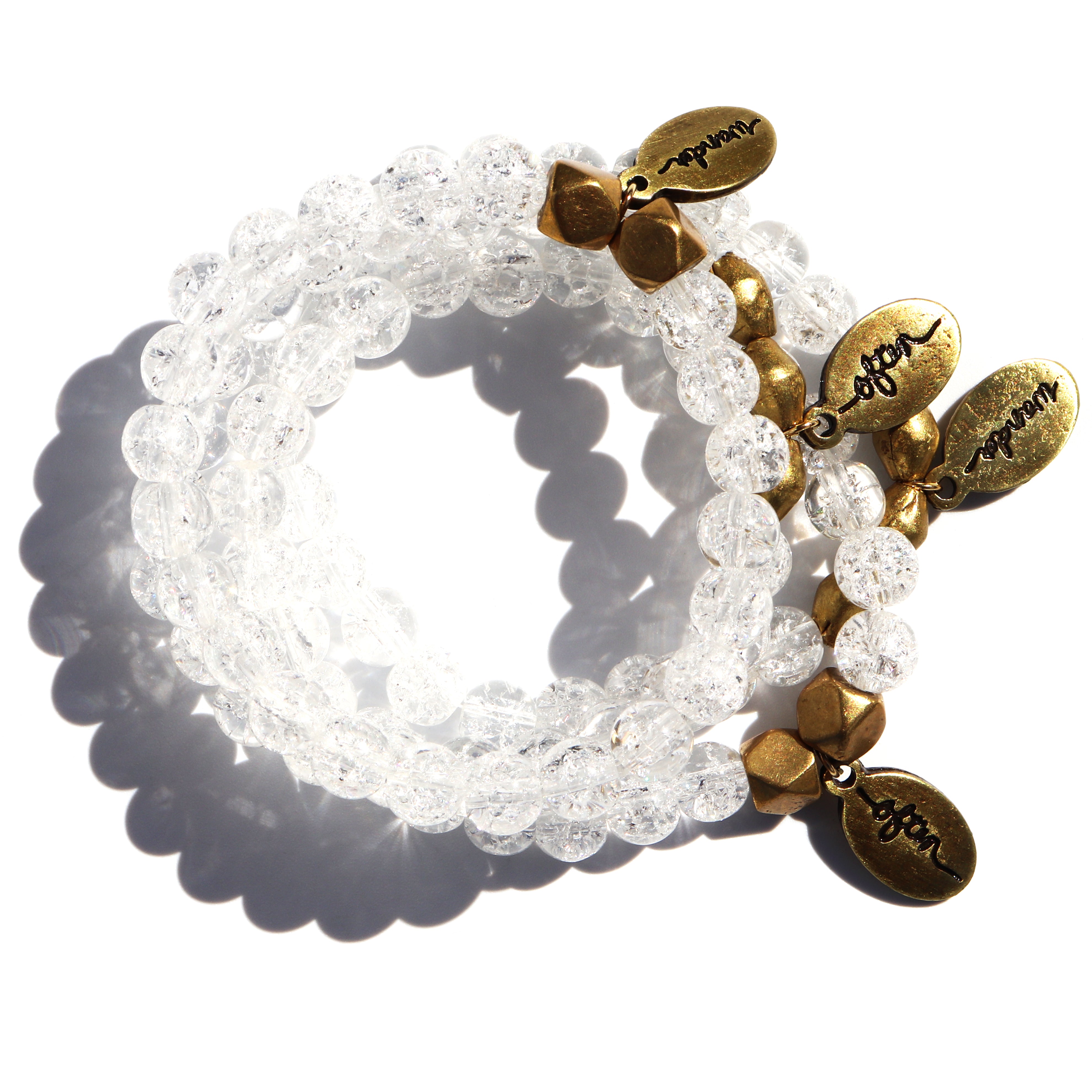 New! Crackled Clear Quartz — Beaded Bracelet
