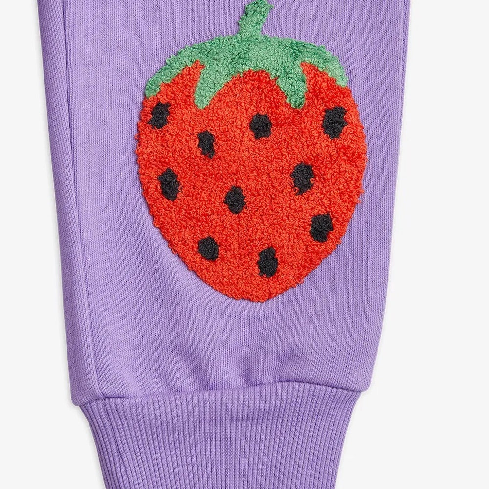 Strawberry Embroidered Sweatpants Purple