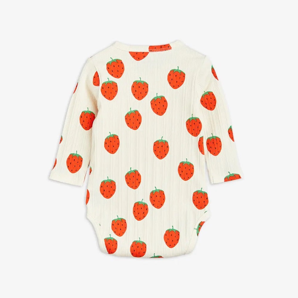 Strawberries Long Sleeve Bodysuit Off White