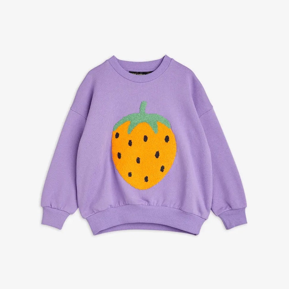 Strawberry Embroidered Sweatshirt Purple