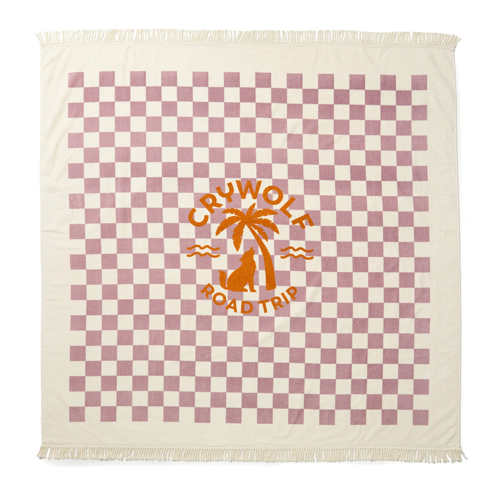 Crywolf Supersized Square Towel Lilac Checkered | suiteyosemite