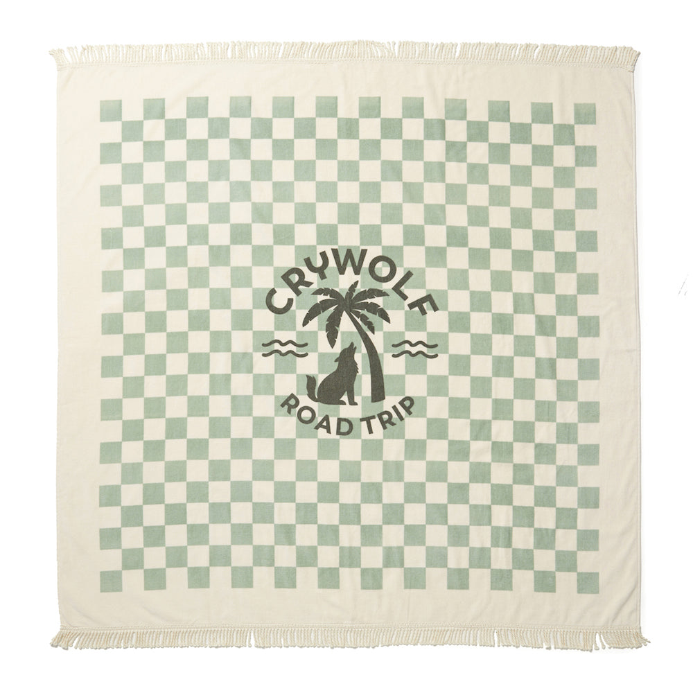 Crywolf Supersized Square Towel Seagrass Checkered | suiteyosemite
