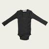 Organic Cotton Ribbed Bodysuit Dark Grey Marle