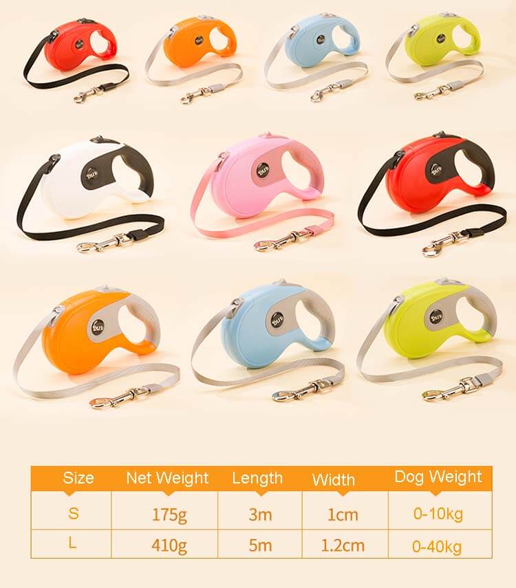 10 colors dog leash retractable