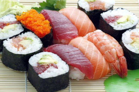 raw fish+sushi