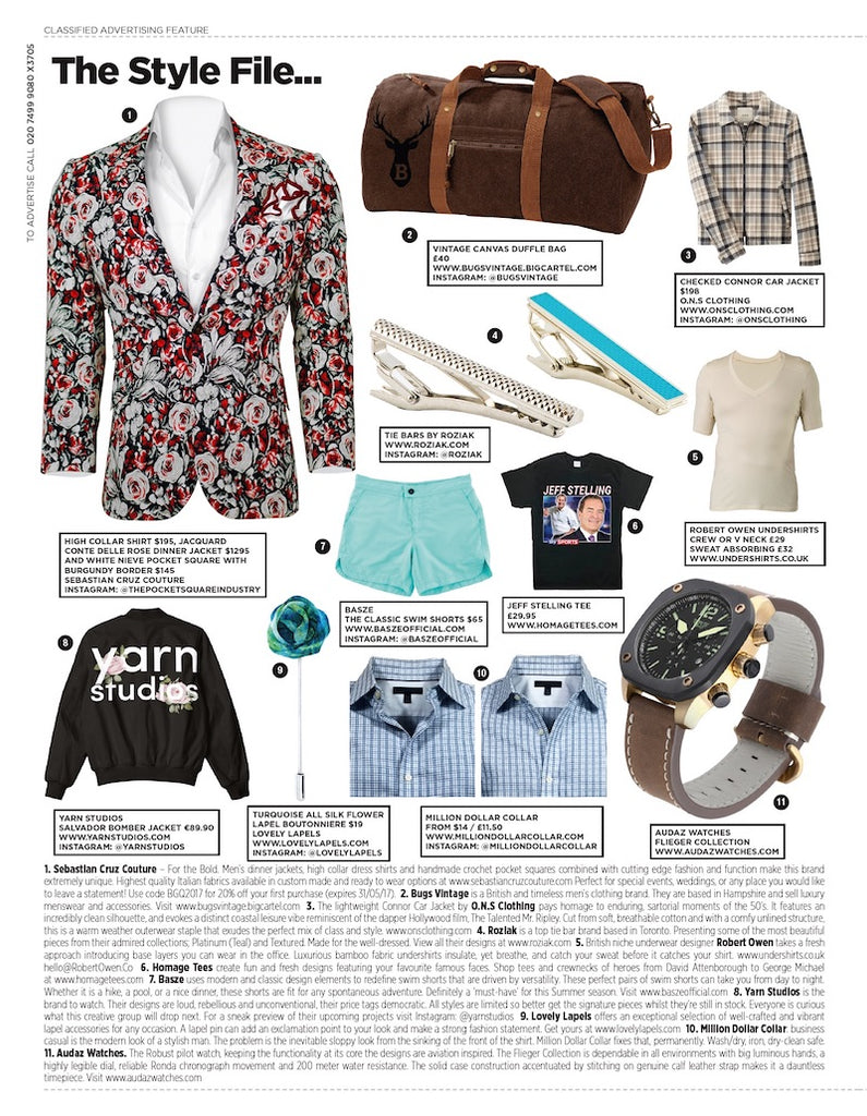 British GQ Style File page featuring a Robert Owen bamboo undershirt