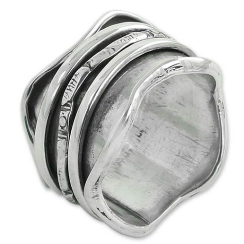 Sterling silver spinner ring, 'Indian Ocean'