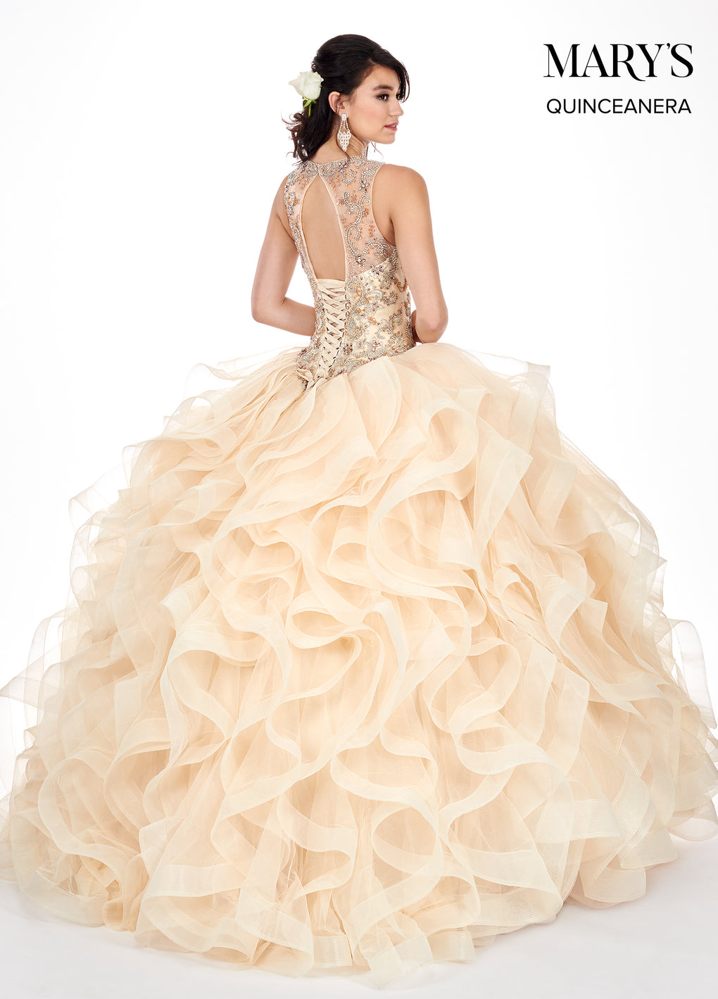 Marys Quinceanera Dresses in Champagne, Peach, Navy Color
