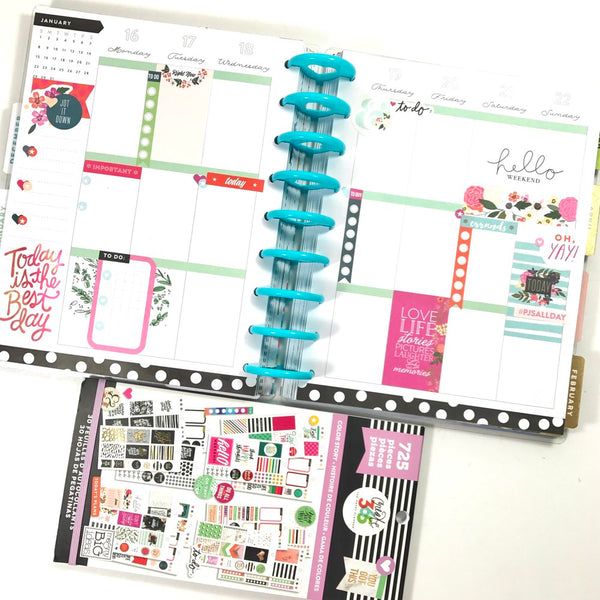 Happy Planner Layout with Planner Stickers
