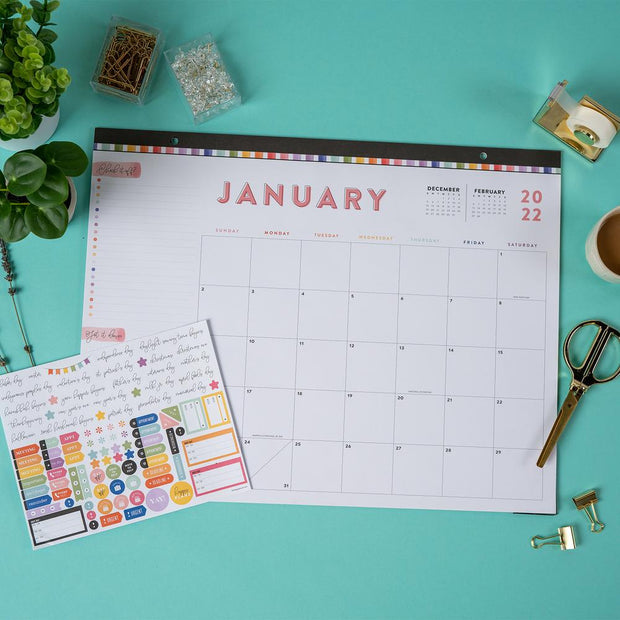 Bright Year 12-Month Desk Calendar
