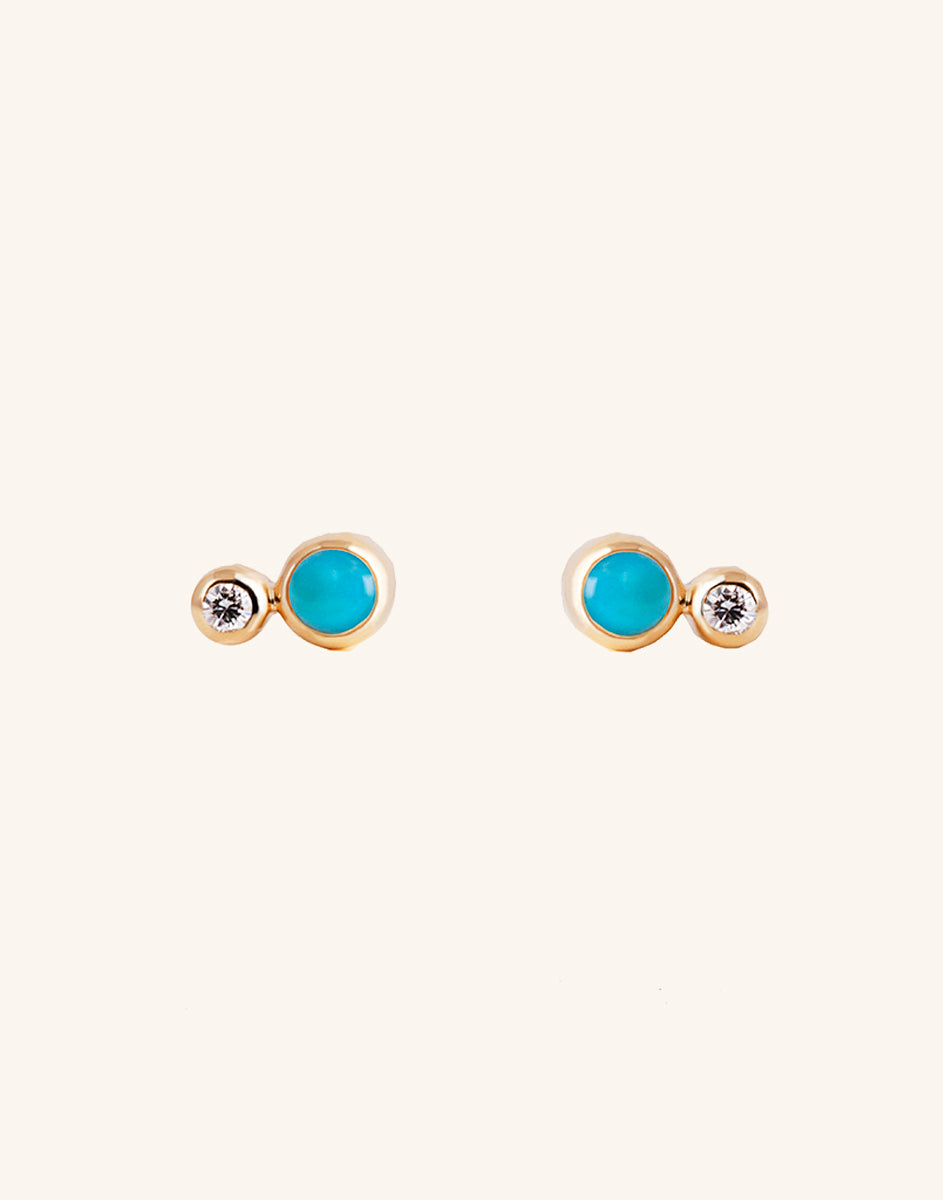 turquoise and diamond stud earrings