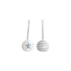 Glass Christmas decoration, star/stripe in black and white by House Doctor