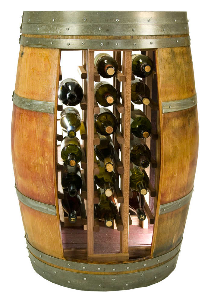 Barrel Wine Rack Wooden Free Standing 14 Bottle Storage Holder H50cm  Christow