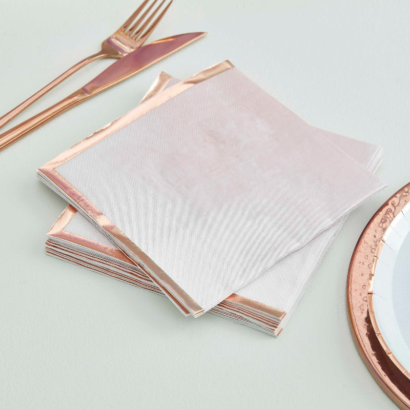 psykologi Kontur gaben Pastelfarvede servietter med rosa guld kant – Den Perfekte Fest