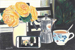 Coffee Click - Colored Pencil Artwork by Neelima Roy Patibandla