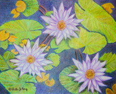 Three Waterlilies - Colored Pencil Artwork by Ruth J Kary