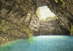 The Cave of the Nymphs - Colored Pencil Artwork by Titika Faraklou