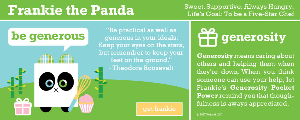 Poketti Plushies with Pocket Power Frankie the Panda Generosity