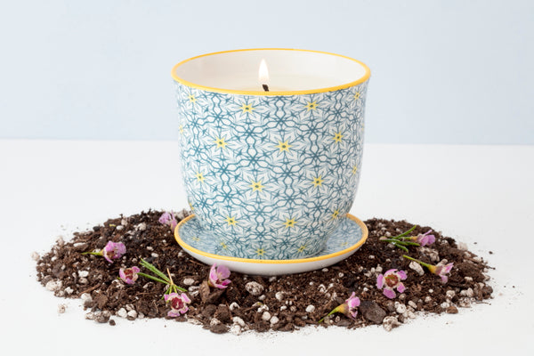 Soy blend Liberte Pot Candles that can be repurposed as a plant pot with wildflower seed paper.