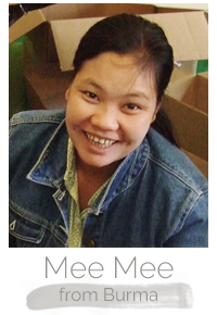 Mee Mee a Burmese woman makes handcrafted soy blend fair trade candles at Prosperity Candle