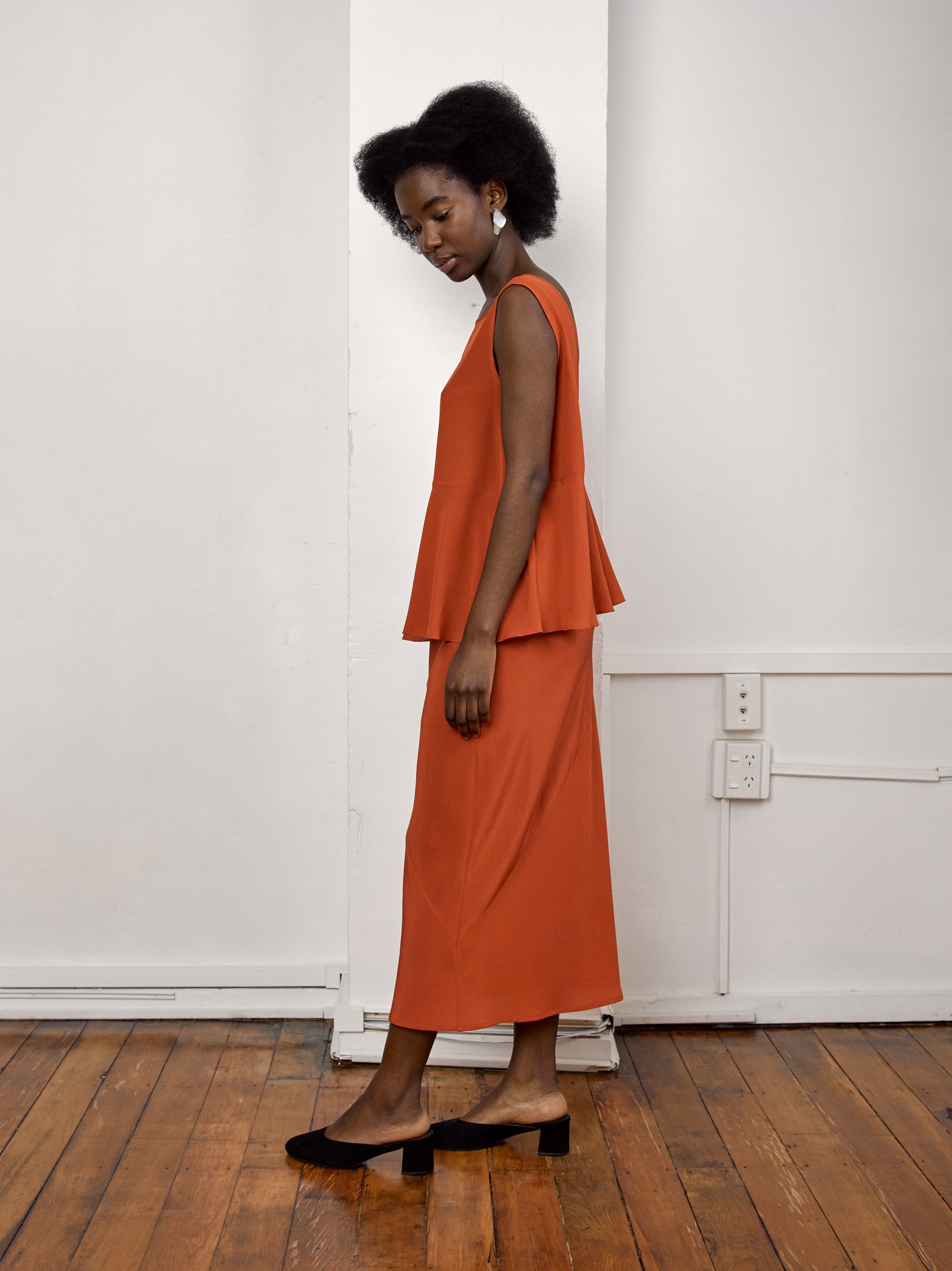 Deni Skirt - Terracotta Silk