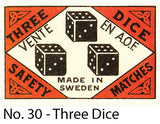  A Matchbox Collector's Card - No. 30 - Three Dice