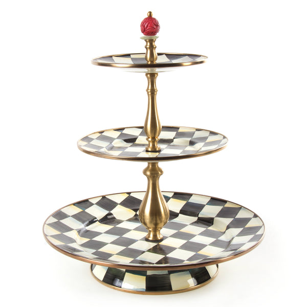 Mackenzie Childs Courtly Check Three Tier Sweet Stand - Ampersand Shops Mackenzie Childs Courtly Check Three Tier Sweet Stand - Ampersand Shops