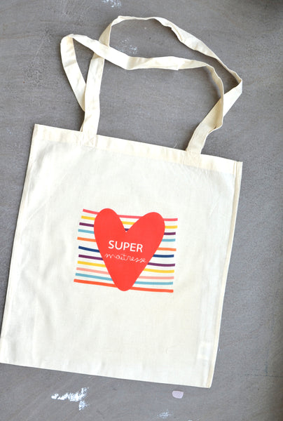 Tote bag super maitresse coeur