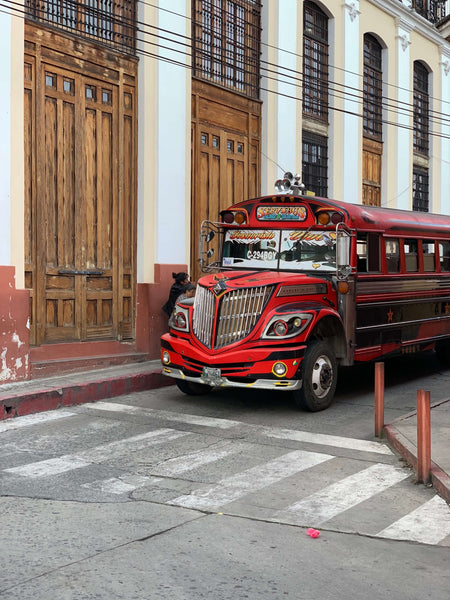 Chicken Bus on a street in Guatemala