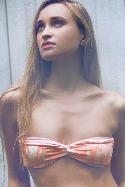 Anna Sokolova is wearing Eberjey Sea Stripe Reversible Bikini Top for Salamander Bikini Shop