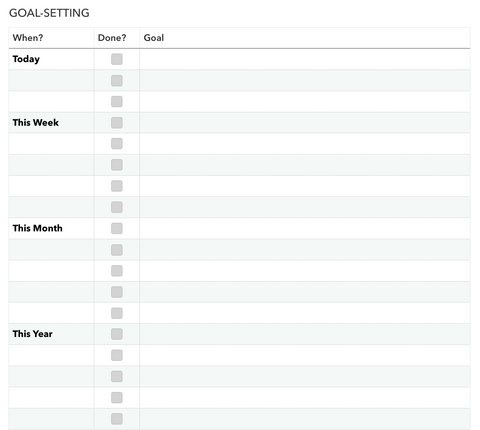 Free Goal Setting Template