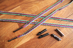 hand woven shoelaces, hand made shoe laces, aglets, rigid heddle project