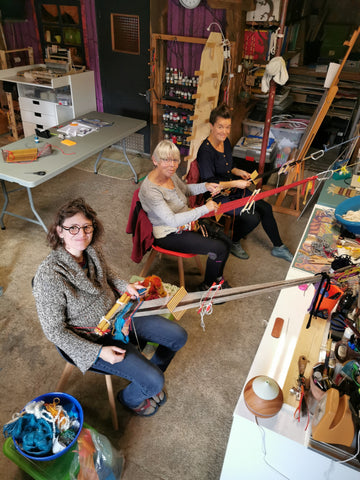 backstrap weaving workshop with harvestloom rigid heddles