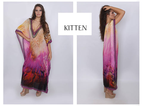Kitten Beachwear Malibi silk maxi kaftan