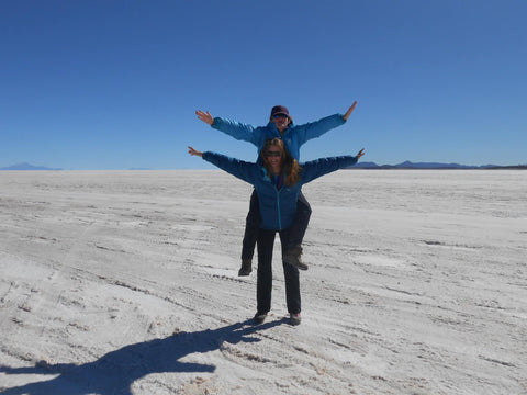 Amelia Evans on Salt Flats in Bolivia for Kitten Beachwear