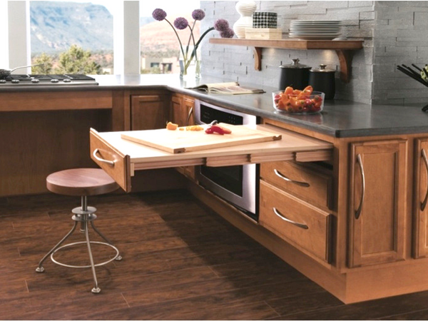 Image of a slide out workspace in the kitchen