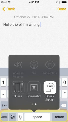 iOS Speak Screen with Switch Control