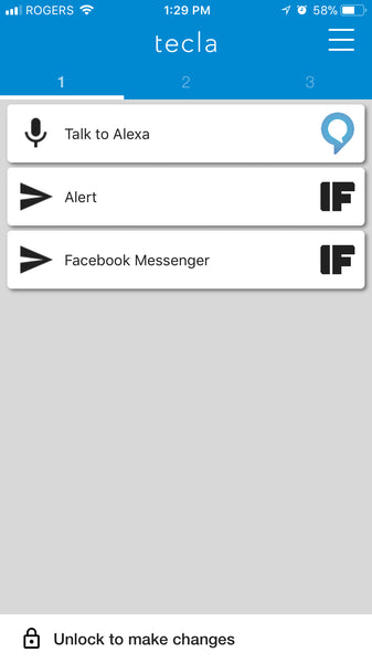 tecla application interface screenshot