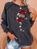 Women's Sweatshirt Christmas Hat Pattern Long Sleeve Top