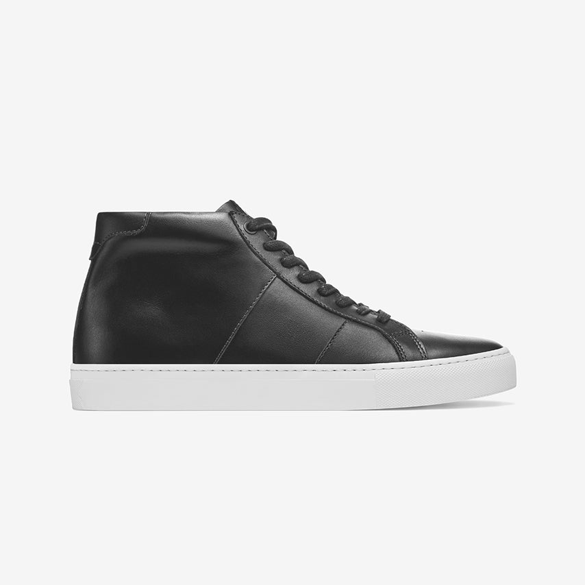 mens black leather high top sneakers