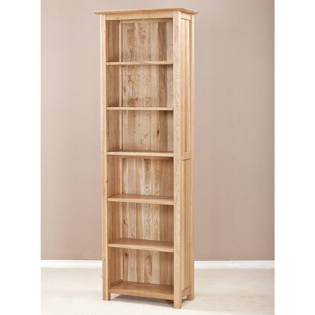Ashton Oak Tall Narrow Bookcase – Quarter - Solid Wood Furniture